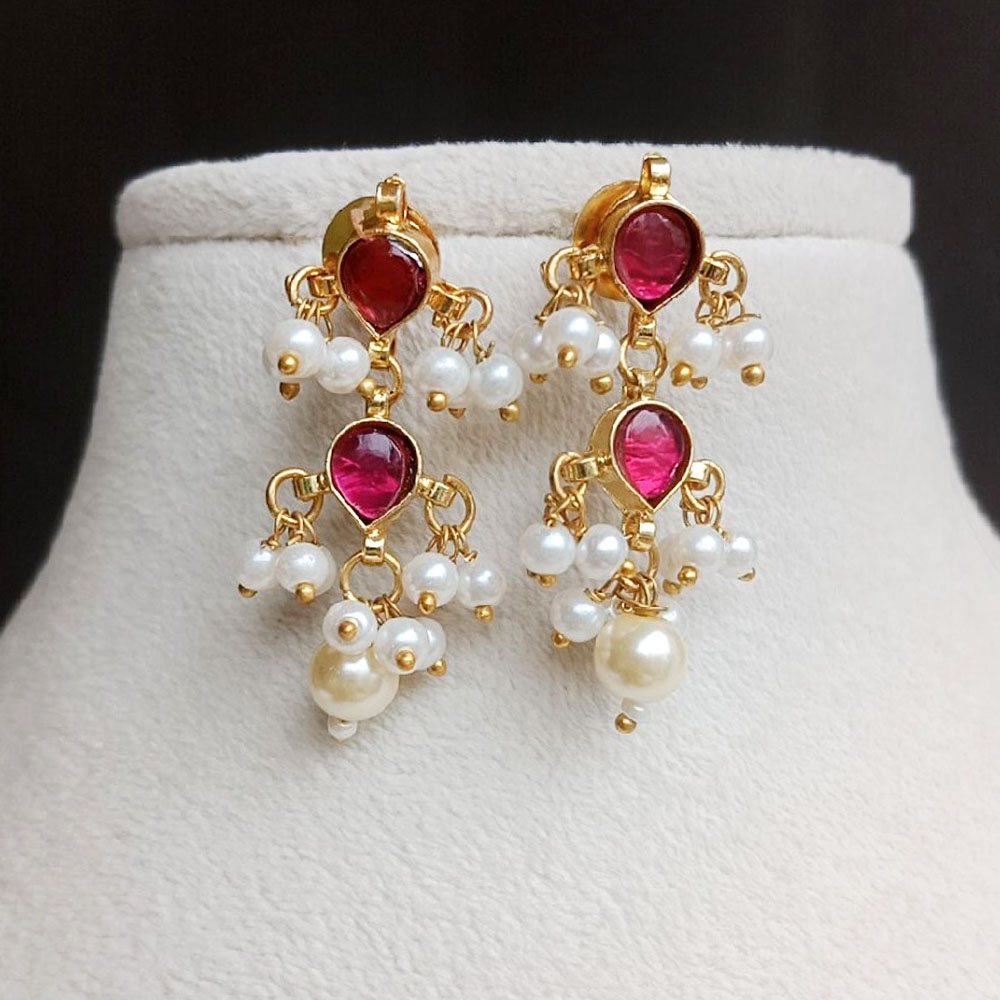 Handmade Brass Metal Jewellery Pearl Pink Necklace Set
